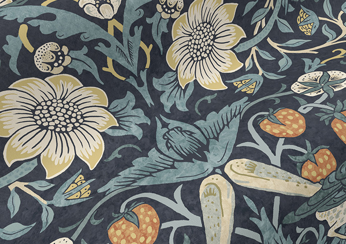 William Morris At Home Strawberry Thief, Indigo - Roller Blind - Image 4